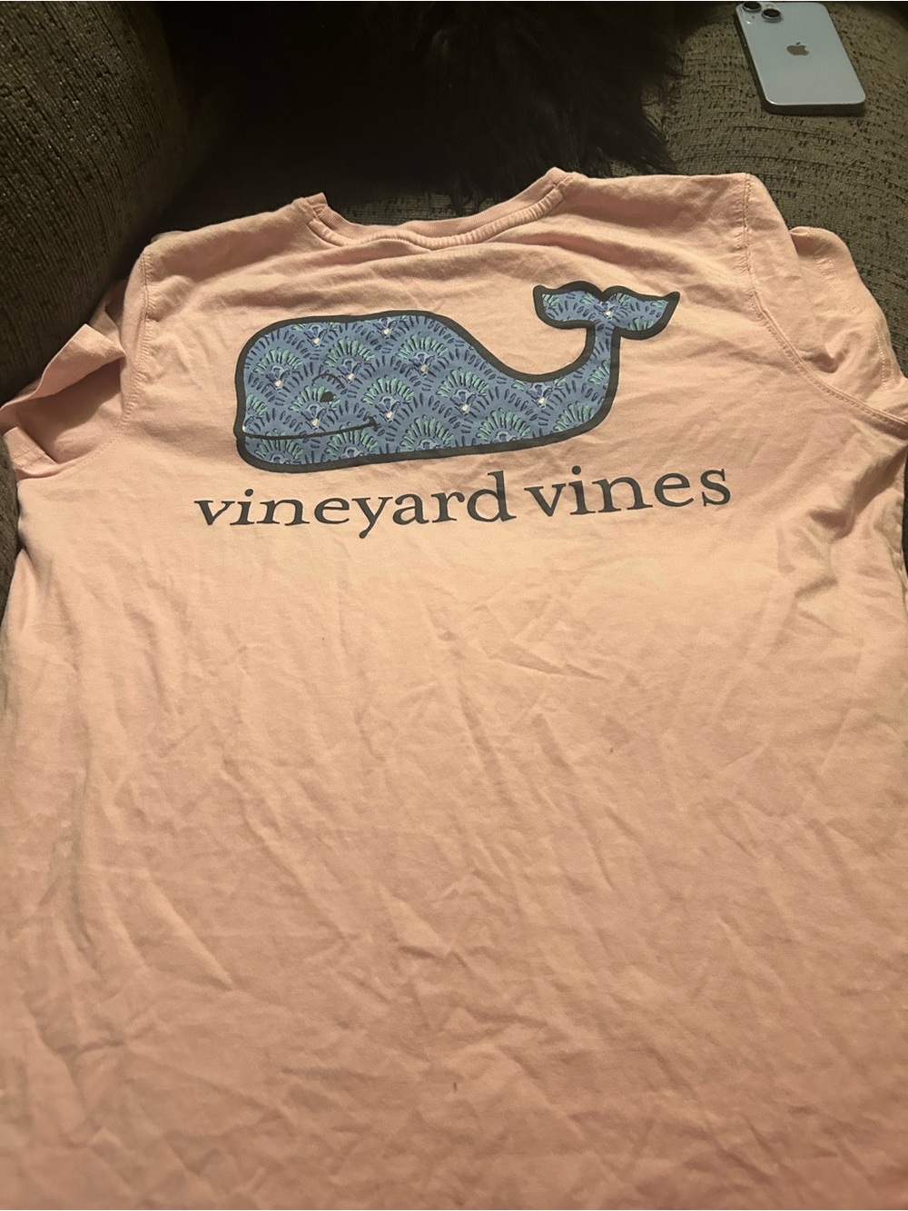 Vineyard Vines Light Pink Tee with Patterned Blue Whale